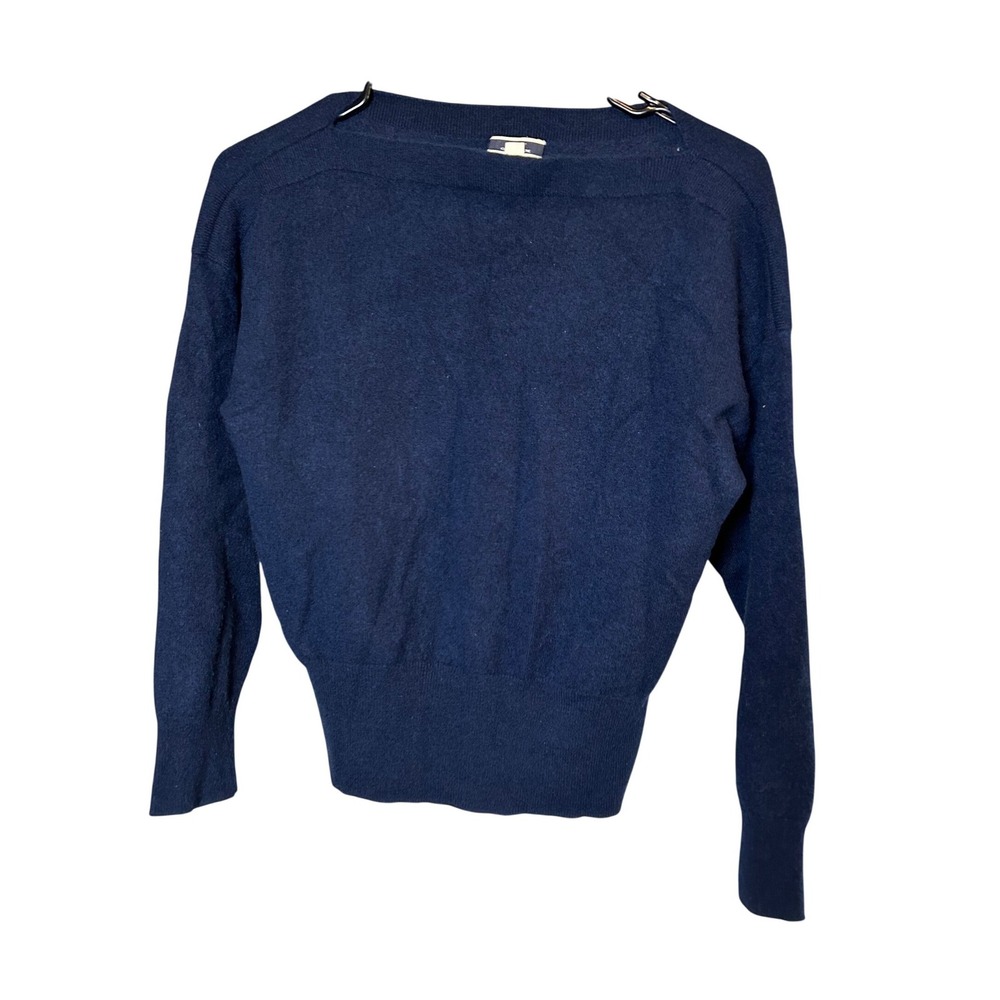 J.Crew Sweater Women's Small 100% Cashmere Navy Blue Boat Neck Long Sleeve Knit